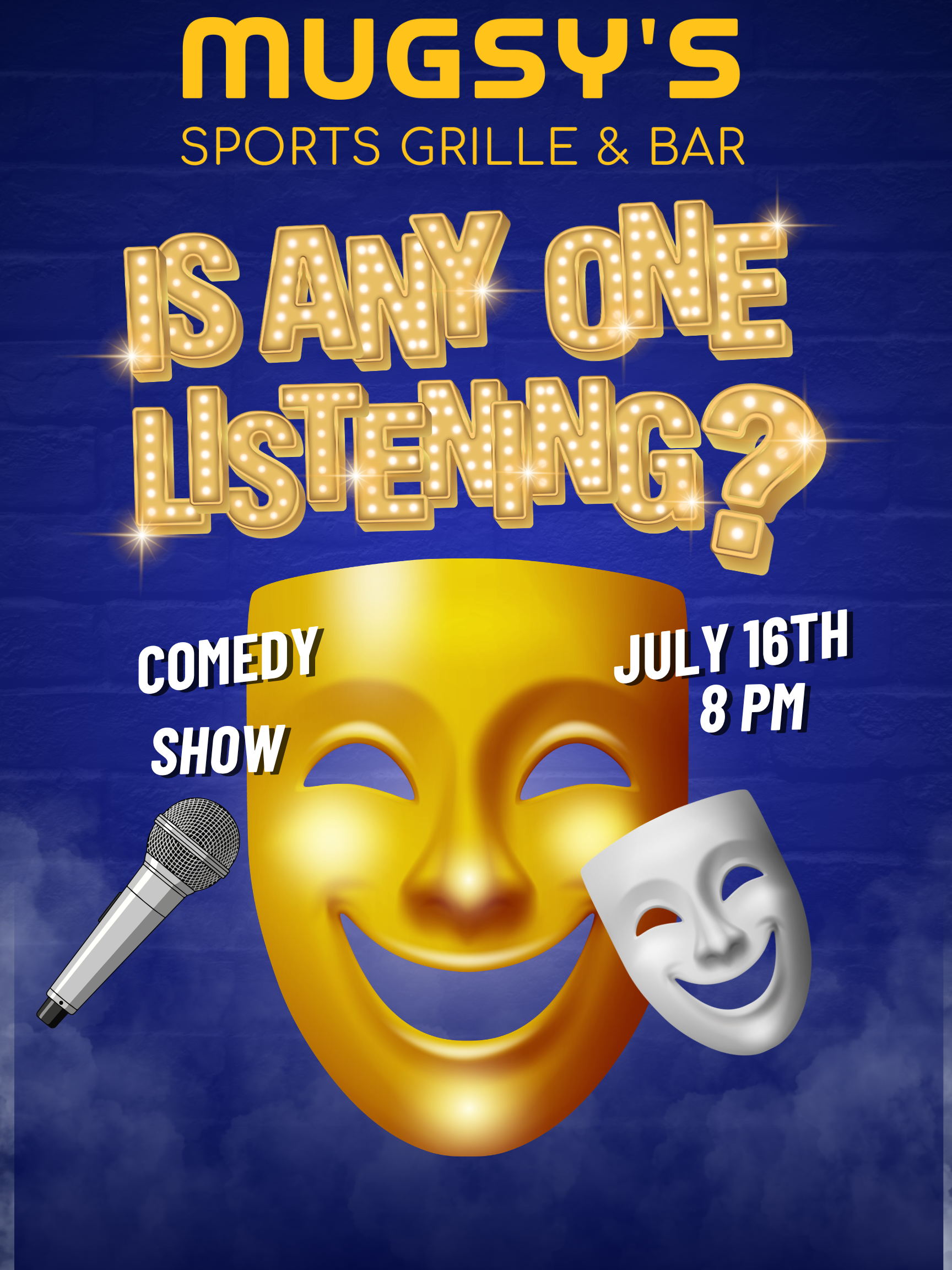 Blue Bold Creative Playful Stand-up Comedy Special Show Poster